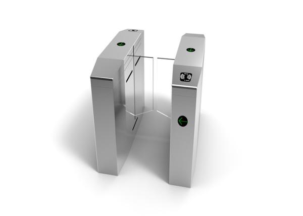 Optical Glass Flap Access Control Turnstiles Barrier Gate For Airport / Bus