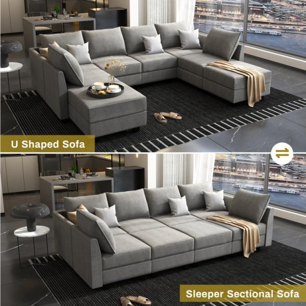 U Shaped Modular Sectional Sofa Multiscene Anti Scratch Modern Style