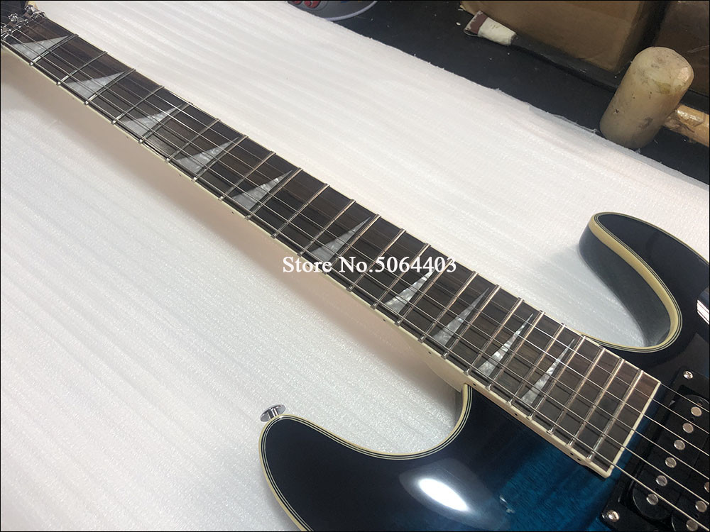 Custom 6 string electric guitar yellow tiger maple veneer rosewood fingerboard double rocking bridge free delivery