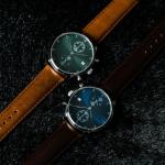 High End Mens Watches Brown Leather Strap With Green Sunray Grain Dial