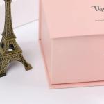 Gift Craft Pink Paper Box with Ribbon and Folding Lid Custom Shape Logo