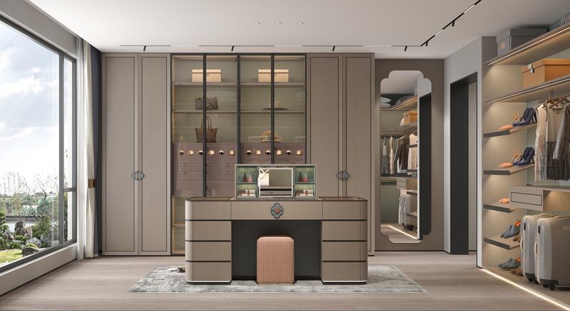 Traditional Chic Versatile Open Walk In Closet With Glass New Chinese Style