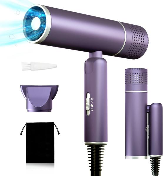 1600W Powerful Blow Dryer , Foldable Travel Hair Dryer With Styling Nozzle