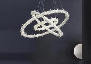 Wholesale Modern Style Hanging Lighting Luxury Circle Rings Pendant Light Ceiling LED Crystal Chandelier from china suppliers