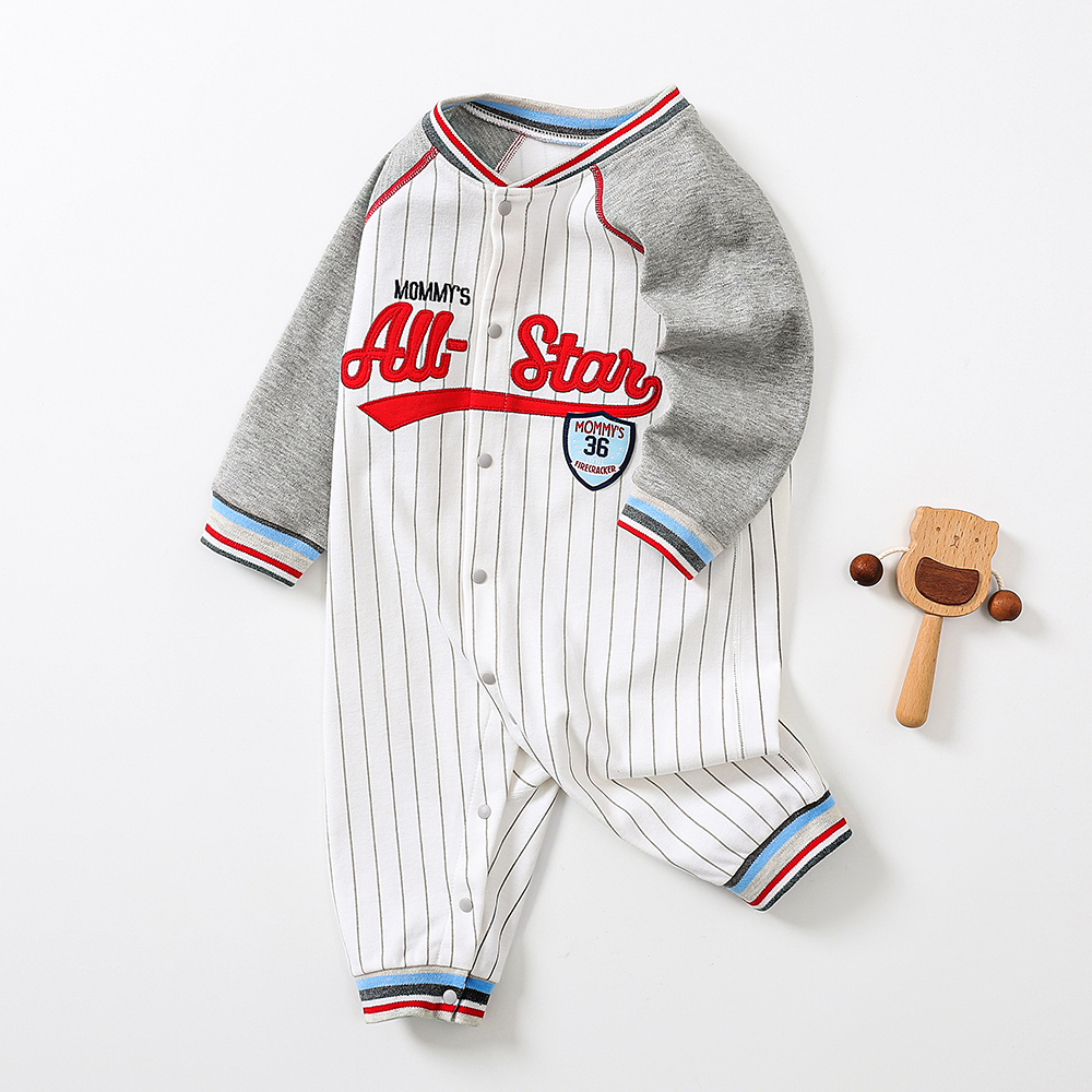 Baby Boy Romper Embroidery Patch Organic Cotton Baby Bodysuit Romper