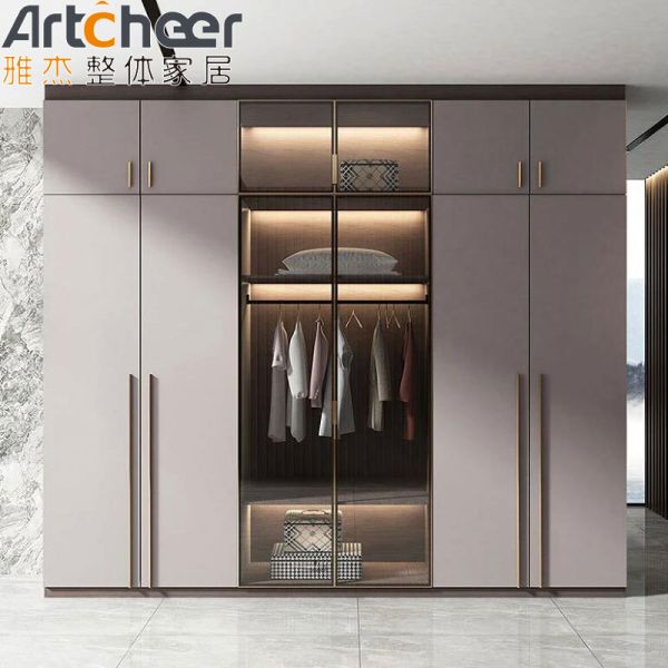 Italian Design Glass Door Storage Wardrobe Closet Organizer with Customized Size for Bedroom Luxury