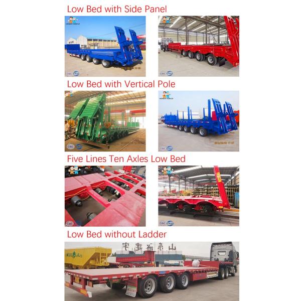 Mechanical Suspension 14 Meters 3 Axles Hydraulic Extendable Lowboy Trailer