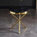 0.55 M High Stainless Steel Marble Circular Sofa Side / END Table