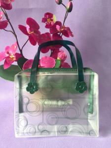 Wholesale Fashion Plastic Clear PVC Tote Bag , Frosted Heat Seal PVC Zipper Bag With Flower from china suppliers