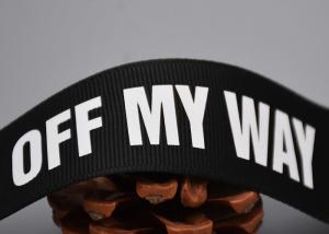 Wholesale Clothing Custom 20mm Black Polyester Webbing White Logo Screen Printed Labels from china suppliers