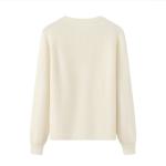 Custom Women Cashmere Sweater Beige Casual Soft V Neck Winter Tops