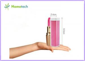 China Pink Rechargeable Lipstick Power Bank / Portable Mobile Power Bank 2200mAh on sale