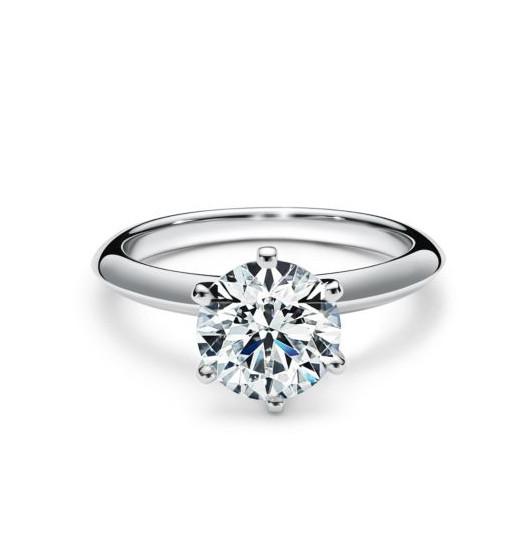 T Classic 6 Prongs Engagement Ring Solitaire Ring 18K White Gold/Platinum