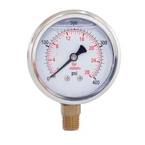 Wholesale 28 Bar SS 2.5Inch Liquid Filled Pressure Gauges 1/4 Thread Compound Pressure Gauge from china suppliers