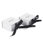 Custom Printed Jewelry Packaging Box With Ribbon / Cardboard Ring Boxes With