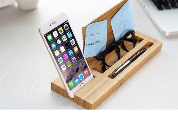 Carbonized bamboo phone stand tablet kickstand with a Pen holder for iphoneX