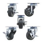 75mm Soft Wheel Swivel Brake TPR Medium Duty Casters 176lbs Capacity