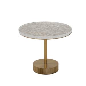 Wholesale Living Room Round Small Stainless Steel End Table With Brushed Gold Thick Acrylic Top Metal Base from china suppliers