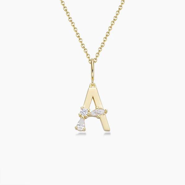 925 Sterling Silver CZ Letter Pendants in Simply 18K Gold Plated for Fashion Jewelry