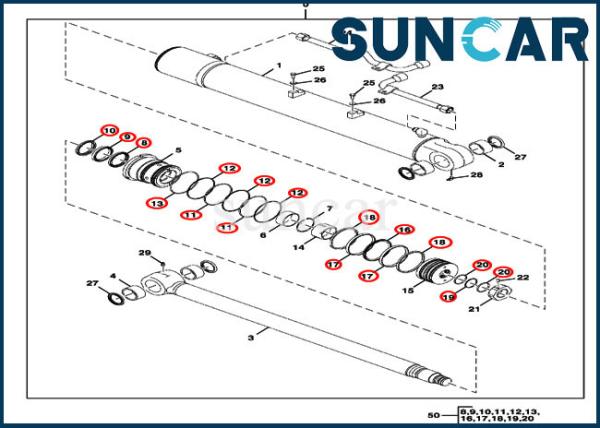 ISO9001 FYD00000076 Hydraulic Boom Seal Kit 85D JOHN DEERE Cylinder Seal Repair