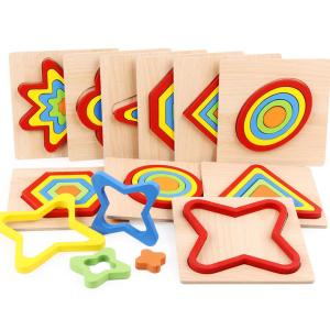 Wholesale Unisex Montessori Shape Sorting Puzzle for Toddlers 1-3 Wooden Sensory Stem Learning Toys from china suppliers