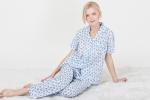 Printed Cotton Voile Soft Womens Pyjama Sets Two Pieces For Autumn Season