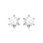 Six Claw White CZ Stud Earrings 925 Sterling Silver 18K Cubic Zirconia Stud