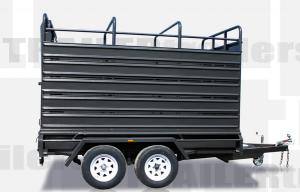 Wholesale 8x5 / 12x6 Stock Crate Flat Top Tandem Box Trailer With 4 Ways Rear Gate from china suppliers