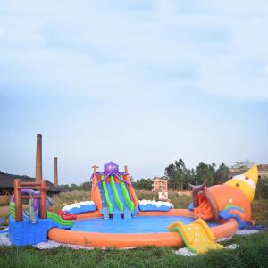 China 20m Giant Portable Inflatable Water Park Slide With Pool For Commercial Use on sale