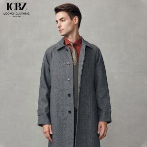 Wholesale Mid-Length Dark Gray Wool Coat Business Casual Men's Windbreaker with Mandarin Collar from china suppliers