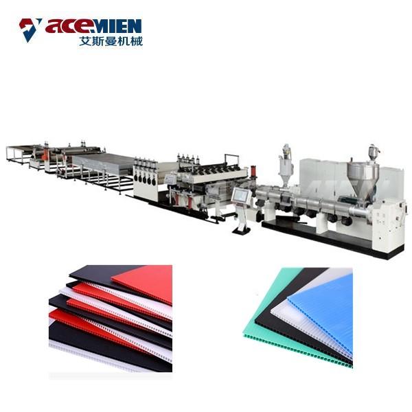 Corrugated Plastic Sheets Extrusion Line , Polypropylene Hollow Fluted Sheet