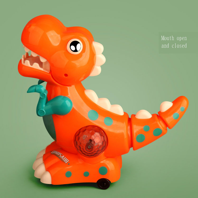 Plastic Electric Dinosaur Model with Music and Lighting Universal Rotation Puzzle Toy