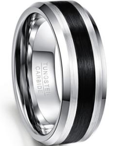 Wholesale Polished Black Tungsten Carbide Men's Wedding Ring with Inlay Technology Setting and Gold Inlay from china suppliers