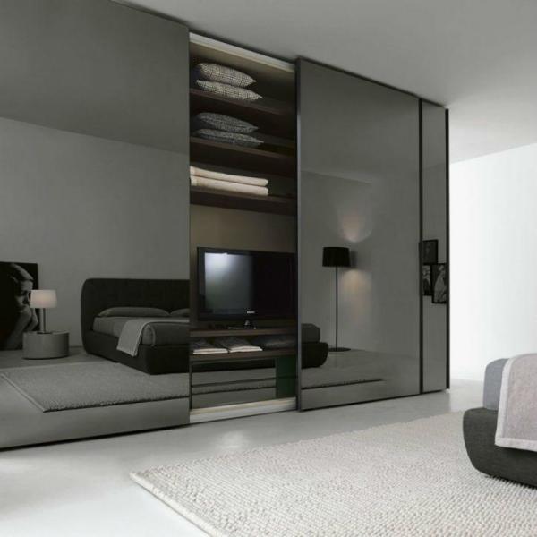 Trendy Solid Wood Walk In Closet Organizer Mirror Sliding Doors Wardrobes For