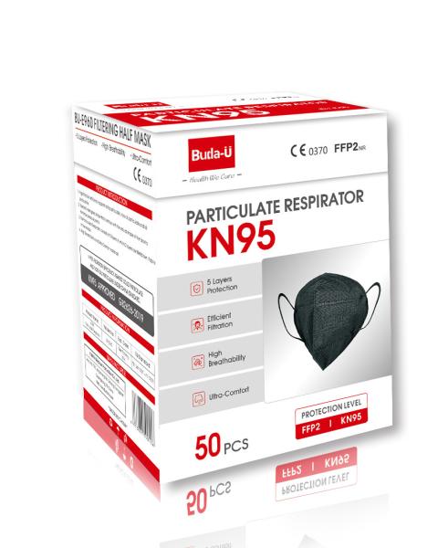 Foldable Black KN95 Respirator Mask , KN95 Respirator Protective Mask FDA CE