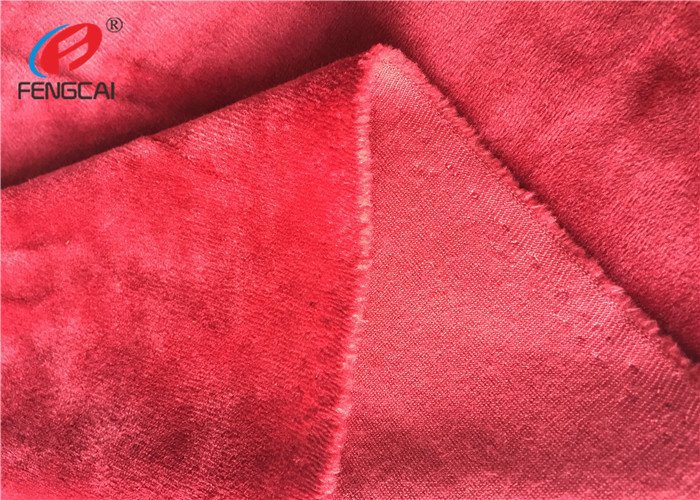 Red Spandex Velvet Fabric For Blanket , Elastic 4 Way Stretch Polyester Fabric