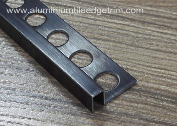 Brushed Stainless Steel Tile Trim Edging Black Square Shape 10mm For Corner