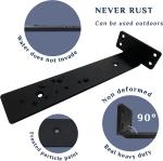 8 Inch Black Metal L Brackets Hidden Brackets for Floating Wood Shelves
