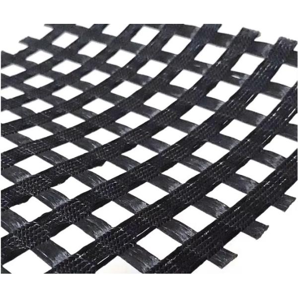 Biaxial PET Grid 300-300 Woven Coated Polyester Geogrid For Railway Foundation Reinforcement