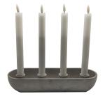 Cement Candlestick 4 Taper LED Candle Set 2.4*2.4*20cm Cement Base 30*10*5.2cm