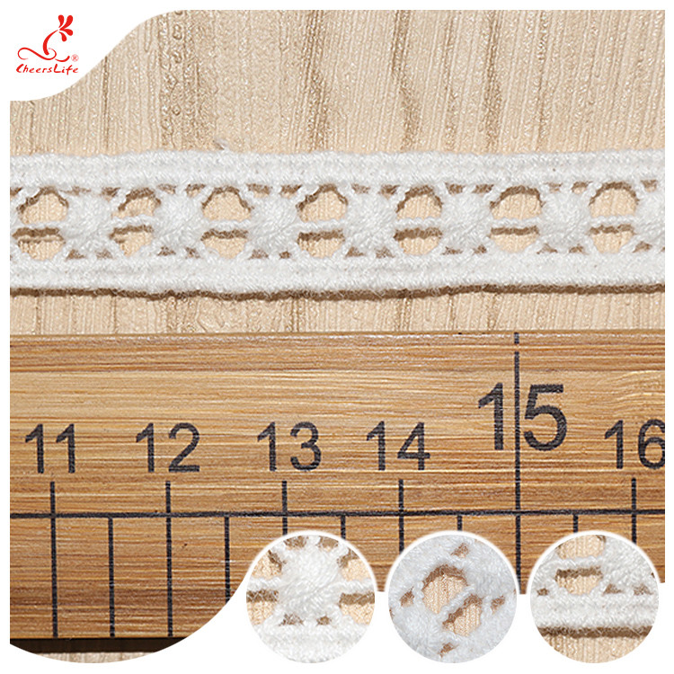 Pure Cotton Ribbon Guipure Lace Trim Warp Embroidery Lace Trims For Curtain