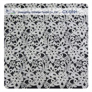 China Ivory Reapted Floral Embroidered Lingerie Lace Fabric , Eco Friendly Dyeing on sale