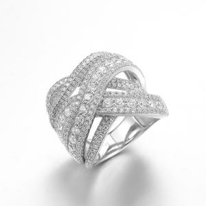 Wholesale Anniversary Gift 925 Sterling Silver CZ Wraparound Rings Interlocking from china suppliers