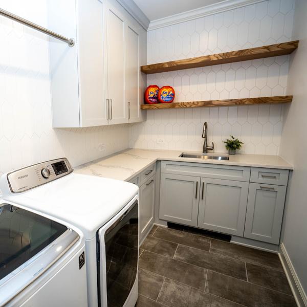 Custom Laundry Room Storage Cabinet With Sink Light Gray Shaker Modern Bathroom Vanity