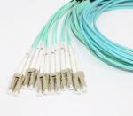 Aqua Round Bundle MPO LC 12 Core Fiber Optic Patch Cord