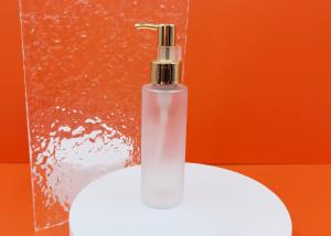 Wholesale Frosted Transparent Lotion Bottle 100ml With Gold Pump Cylindrical Shape PCR from china suppliers