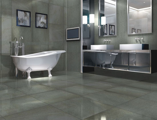 Non Slip Cement Brick Glazed Porcelain Tile , Acid Resistant Stone Like Ceramic Tile