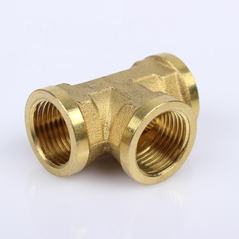 TOBO Customized 99% Copper Pipe Equal Tee Female NPT 3000# C70600 Brass Casting Pipe Brass Threaded Fittings