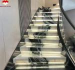 Polished Step Stairs Boards in Modern Panda White Marble for Home and Hotel