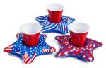 PVC Patriotic Star Cupholder Floats Inflatable Drink Holder Red / White / Blue